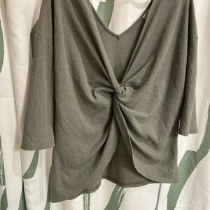 Elegant Olive Green Knotted Top